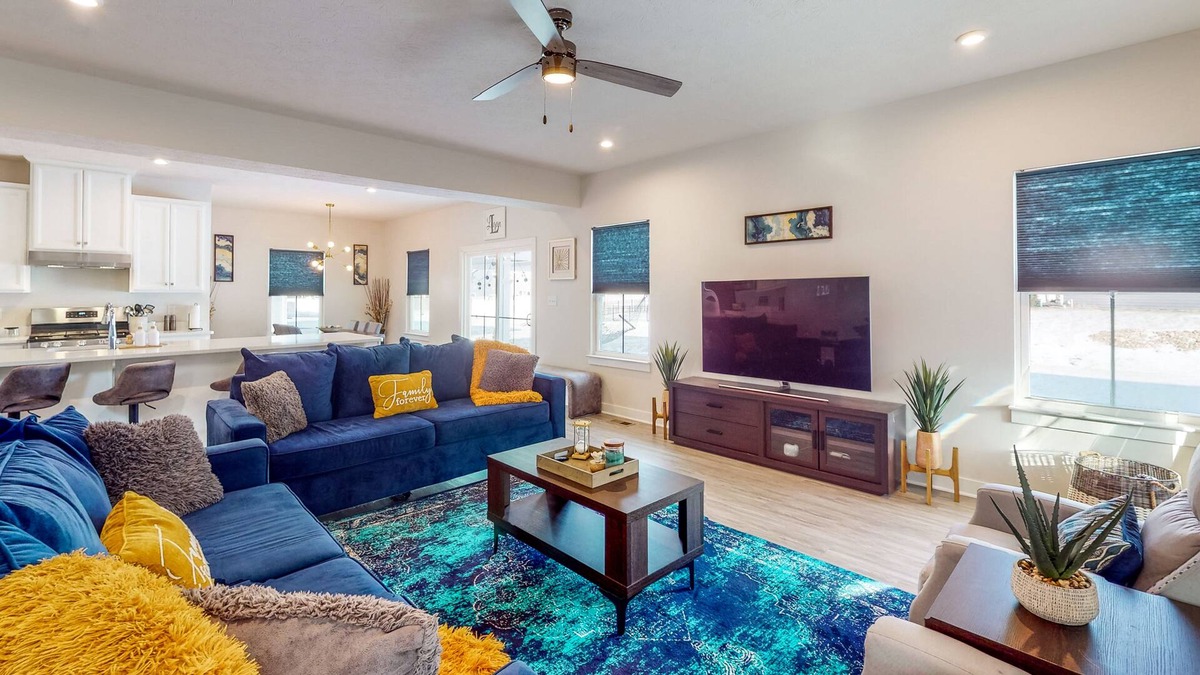 Plainfield House | Spacious home outside Indianapolis with office, full kitchen, patio, W/D & AC
