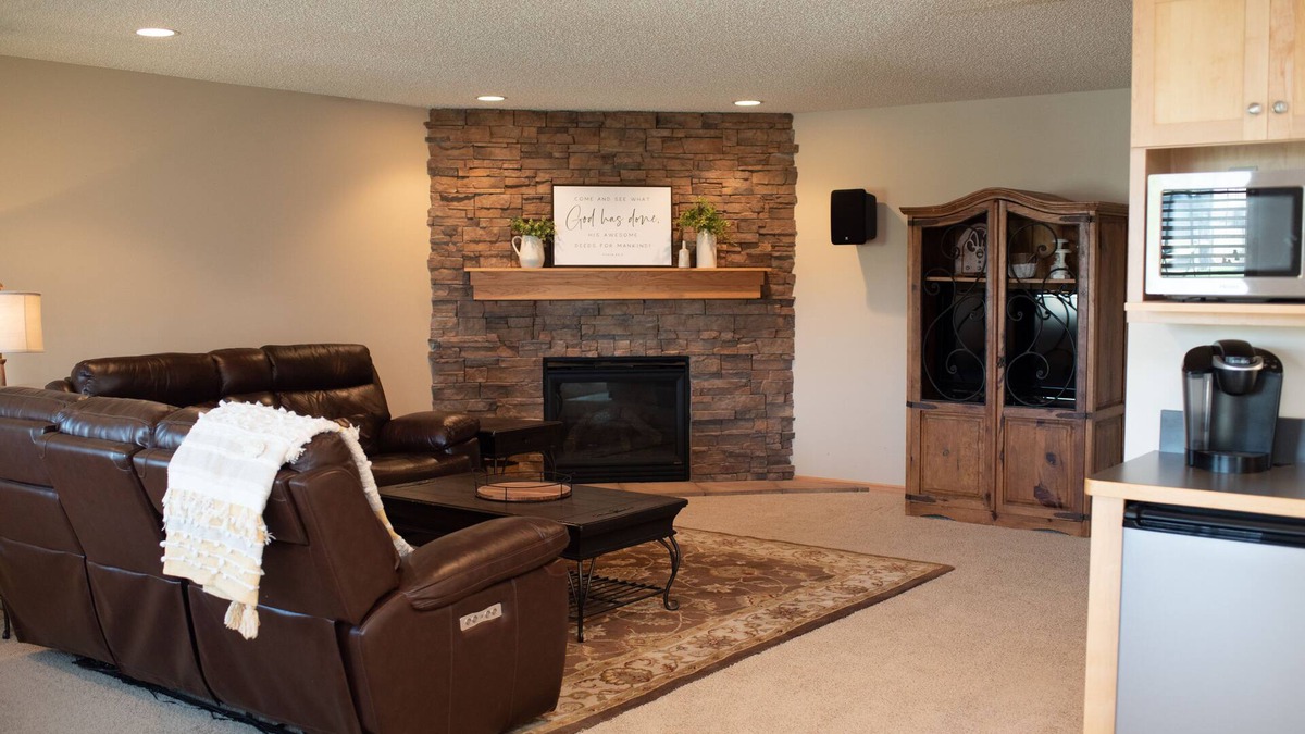 Shakopee House | Spacious private lower level overlooking pond!