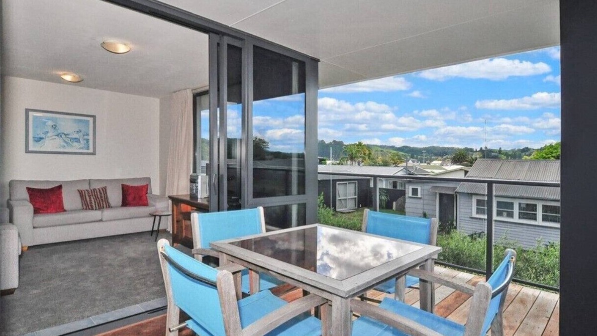 Whangamata Apartment | Spectacular Apartment with Spa pool, Heated Swimming pool, Private Decks & more!