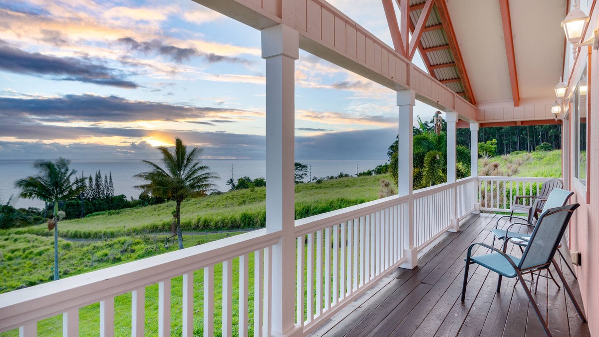 Ninole House | Spectacular two-story ocean-view home on two acres with covered lanai