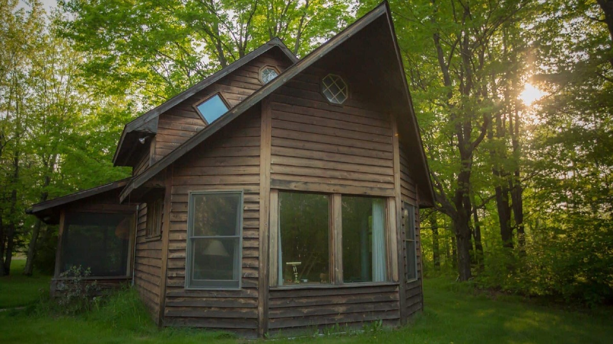 Finlayson Cabin | Spiral Staircase Leads To The Lofted Bedroom And Overlooks The Birch Woods.