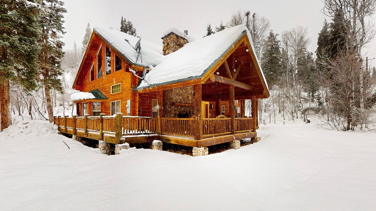 Midway Cabin | Sprawling mountain retreat with fireplace, deck views, & fire pit - near skiing