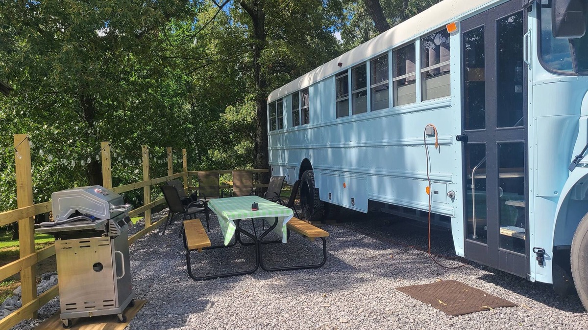 Eddyville House | Stationary renovated local school bus. Inquire about our hunter specials!