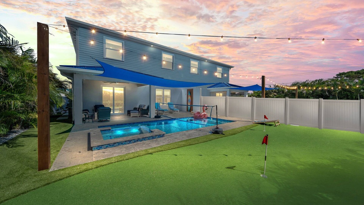 Port Canaveral House | Steps from the Beach! Luxe 5BR Retreat w/Pool, Spa & Ocean Access!