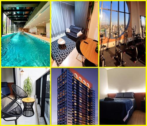 Centro Apartment | Studio 703 Premium no Centro de Chapecó com Sacada Piscina Academia e Vaga Garagem
