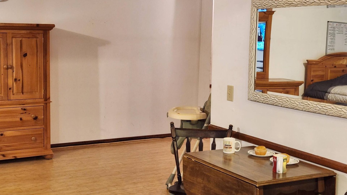 Hanover Apartment | Studio w/3 beds, 1 Queen, two twin, couch, pellet stove, full amenities, shower.