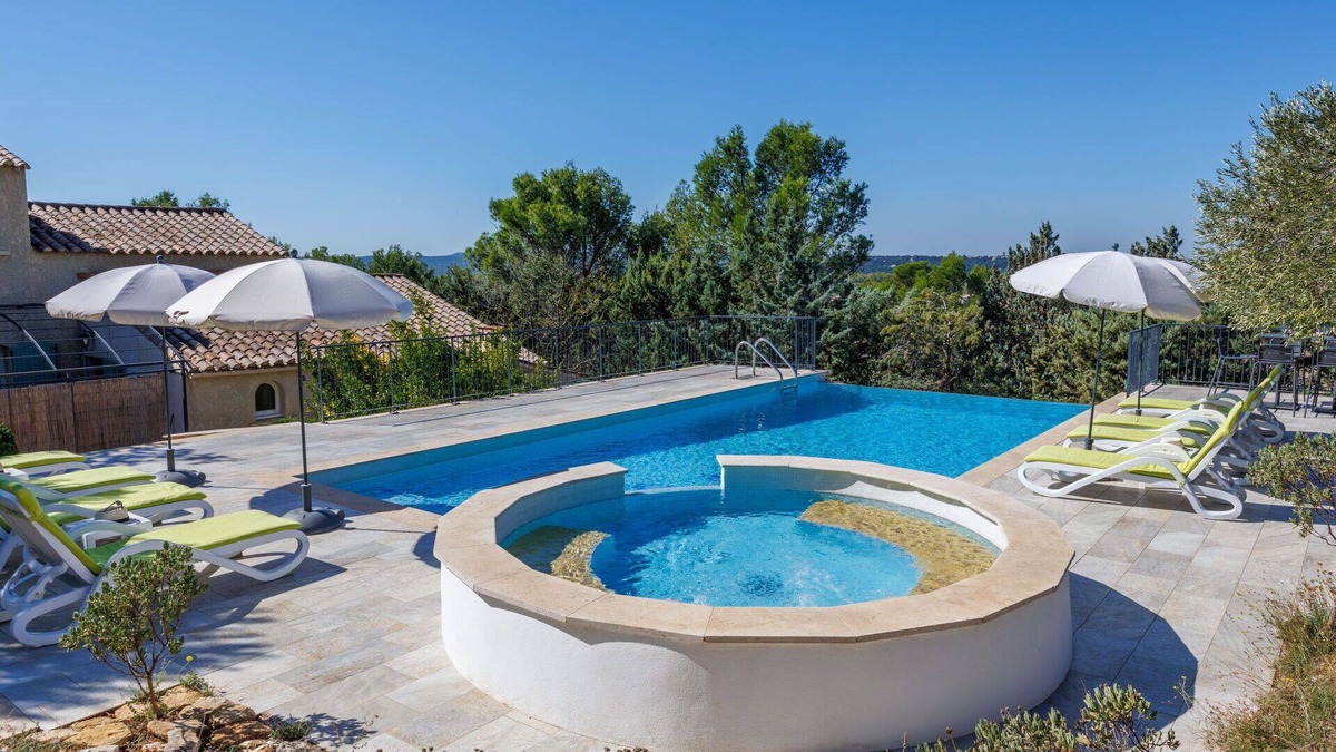 Saint-Hilaire-d'Ozilhan House | Stunning private villa with A/C, hot tub, private pool, WIFI, TV, patio, panoramic view and park.