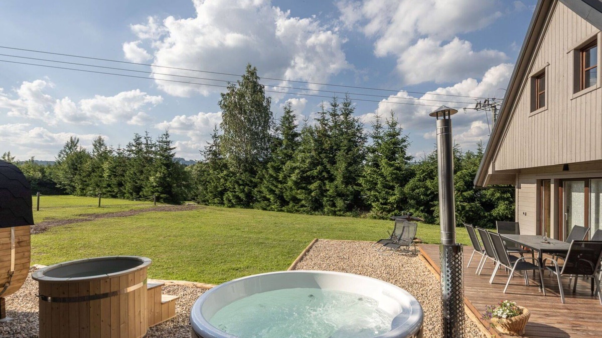 Dolni Branna House | Stunning private villa for 10 guests with WIFI, hot tub, TV, terrace, pets allowed and parking