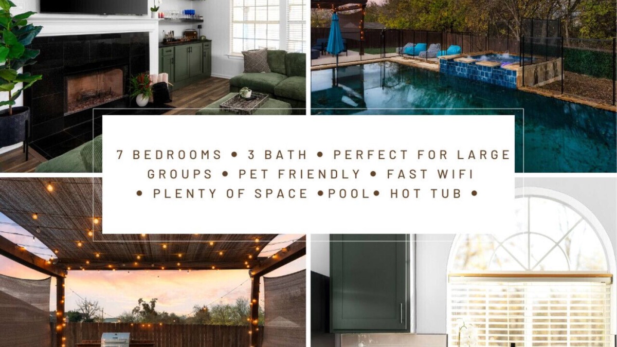 Pflugerville House | Stunning Family Home with Pool & Hot Tub - Sleeps 17
