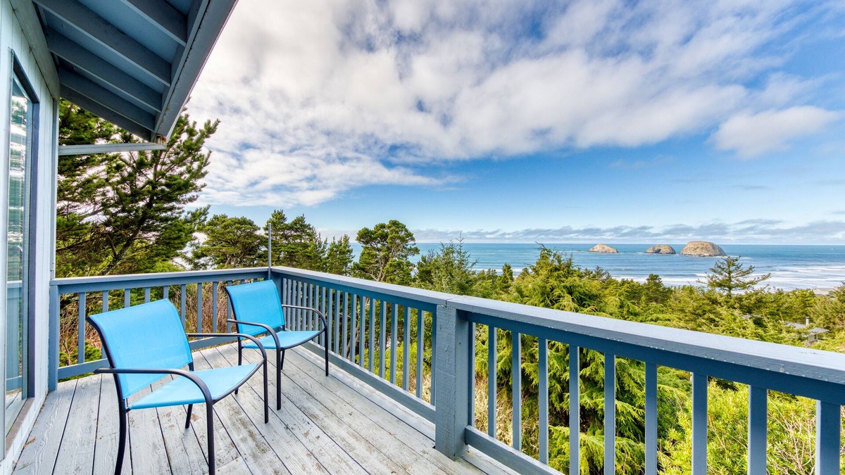 Oceanside House | Stunning home with ocean view - spacious deck with nice view