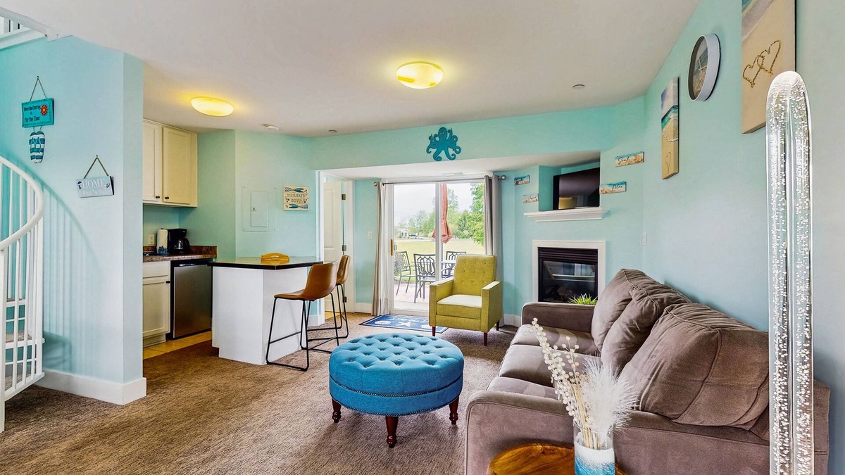 Douglas Condo | Stylish condo with well-equipped kitchen, pool, firepits, & gas fireplace