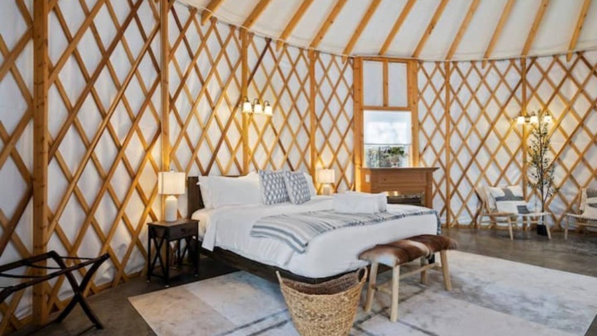 Stanley Cottage | Stylish yurt with luxurious king bed.