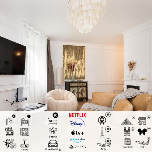 Bagneux Apartment | Suite de Luxe à 10 min de Paris - Sauna, Cinéma