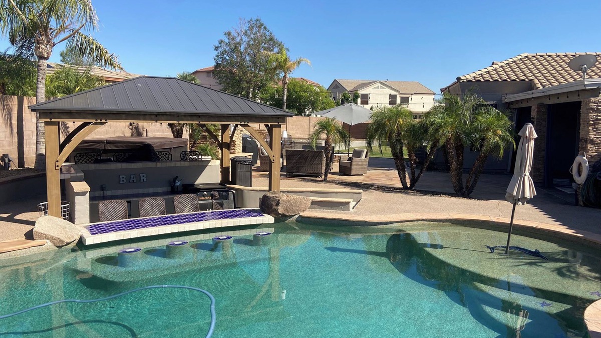 Adobe Mountain Estates House | Summer Vacation Home, Swim up Bar, Water Fall, Outdoor Living, Centrally located