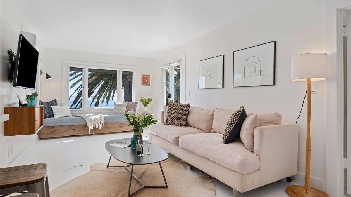 Summerland Apartment | Summerland Beach Views, Relaxing Outdoor Patio, Elevated Interior Style