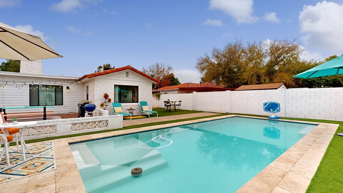 Del Norte Place House | Sunny downtown home with private pool, hammock, enclosed backyard, grill, patio