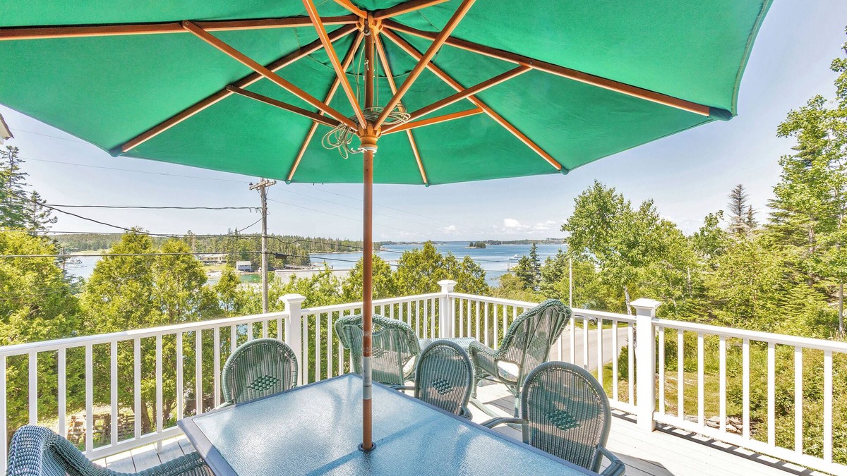 Port Clyde Cottage | Sunset House: Rustic Maine Cottage Perched High Above Fishing Village with Harbor Views