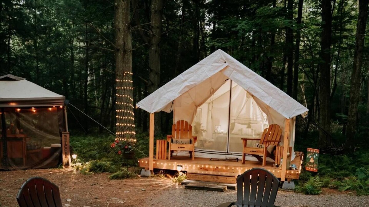Huntington Mills RV Rental | Tentrr Signature Site - Paper Mill Pines Glamping Getaway