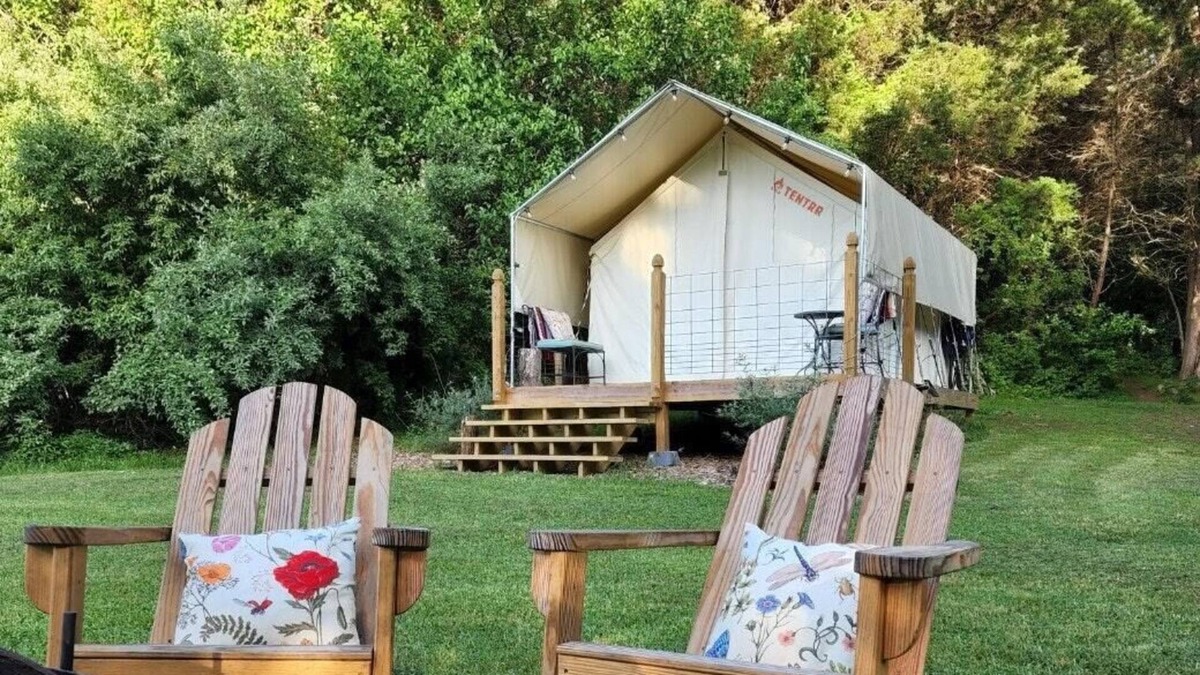 Sharpsburg RV Rental | Tentrr Signature Site - Evensong Farm - Autumn Olive - Coleman Outfitted Site