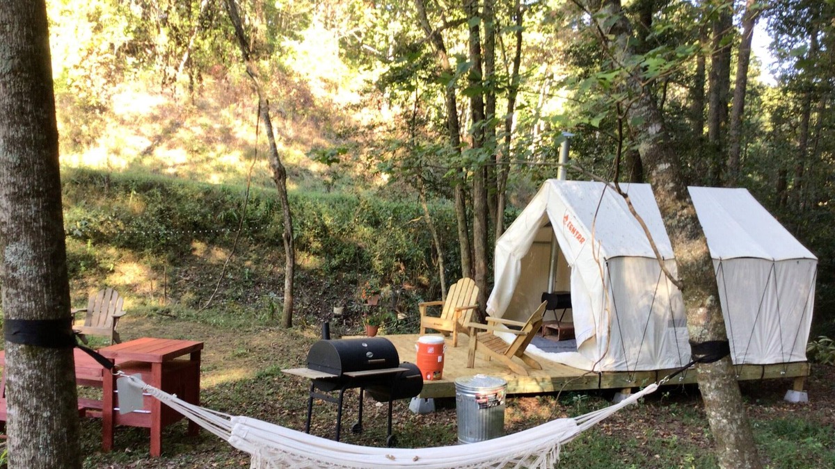 Turtletown RV Rental | Tentrr Signature Site - WineDrops Creekside Camping #1 / McFarland Nights
