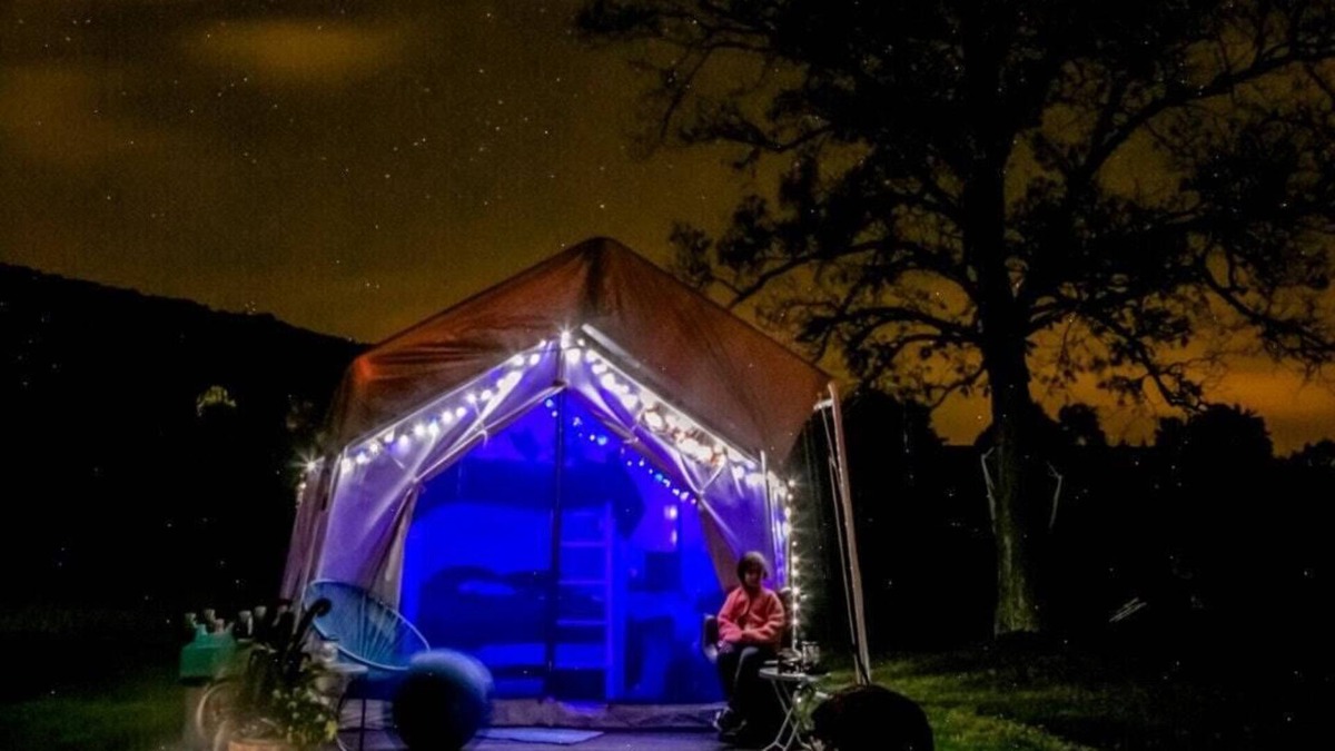 Ouaquaga RV Rental | Tentrr Signature Site - Little Sit Farm Cosmic Glamping Site