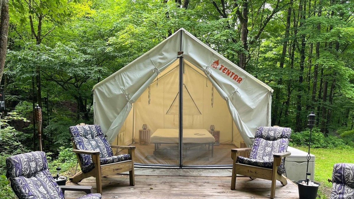 Fishs Eddy RV Rental | Tentrr Signature Site - Paradise Falls - Coleman Outfitted Site
