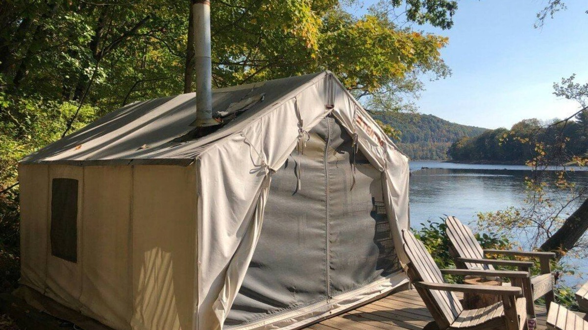 Pond Eddy RV Rental | Tentrr Signature Site - River's Edge Sunset