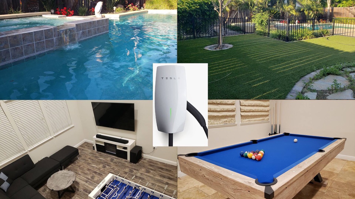 West Sacramento Villa | Tesla EV Charger heated Pool Hot Tub Spa Near Airport, UC Davis, Old Sac, DT