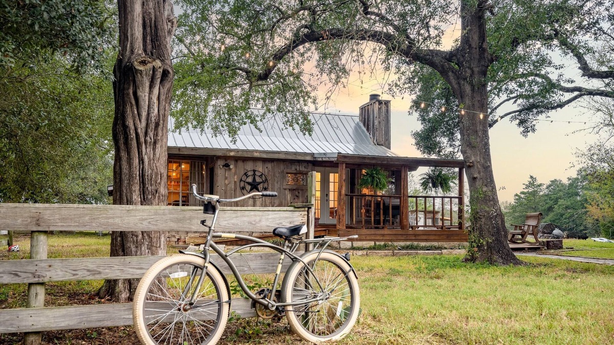 Bryan Cabin | Texas Cabin with cowboy pool and fire pit. Located in Bryan TX.