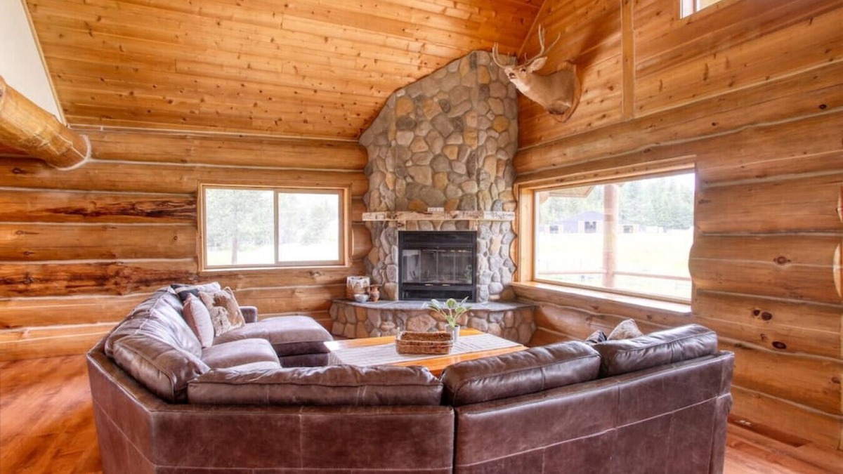 Bonner County Cabin | The Cabin · Rustic Log Cabin with Pasture and Mountain Views