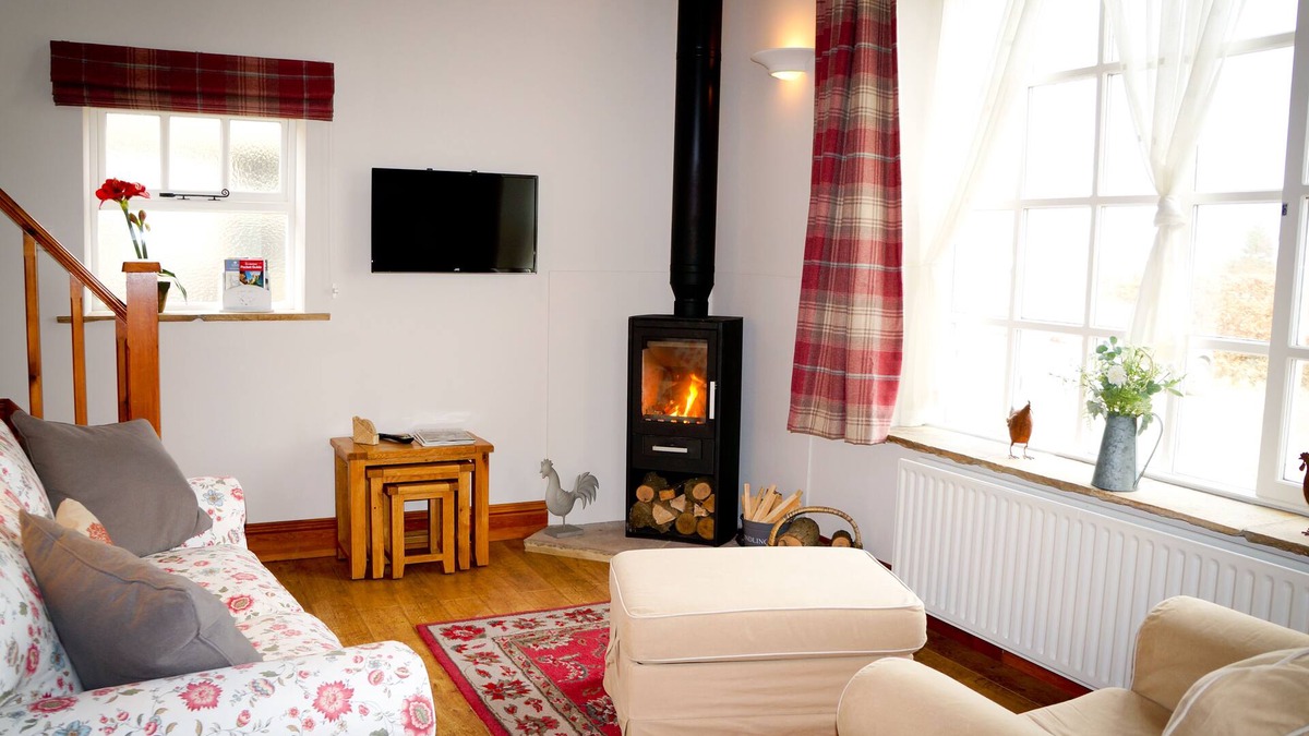 Darlington Cottage | The Hayloft- dog friendly romantic retreat- log burner and lovely rural views