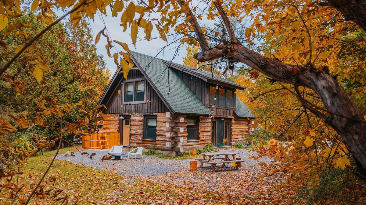 Upper Jay Cabin | The Log Cabin at Warner's Camp: Hot Tub, Sauna & Swimming Hole