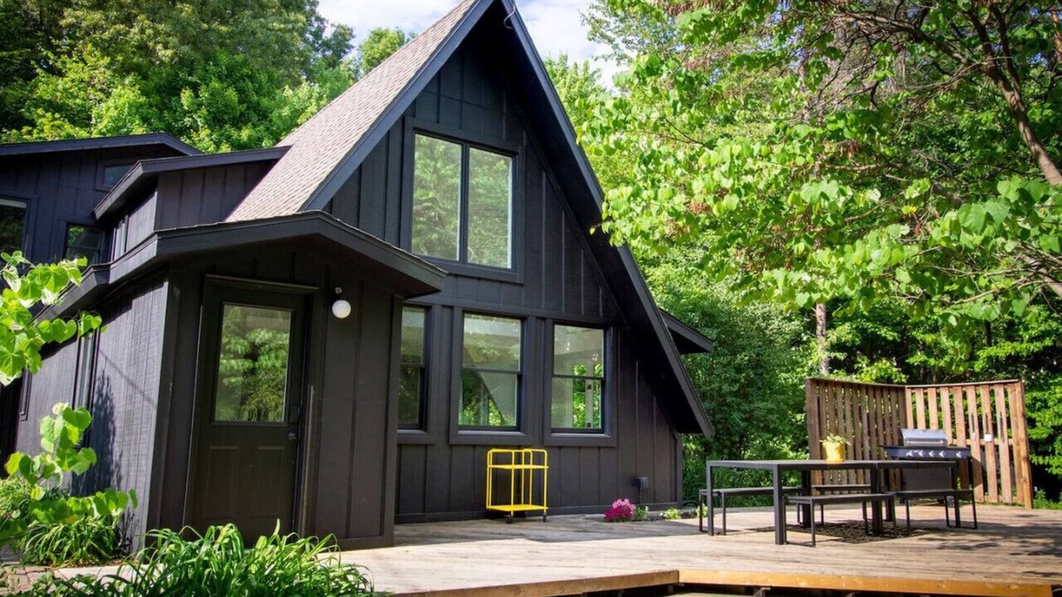 Lowell House | The Love Inn A-Frame Cabin in the woods with pool & firepit that sleeps 19 in Ada, MI (Pet Friendly!)