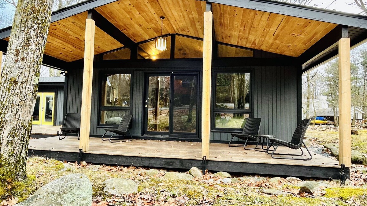 Lake Harmony Estates House | The LoveShack- MidCenturyModern w hot tub in the Poconos!