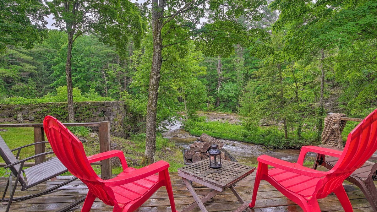 Mill River Cabin | 'The Mill River Cabin’ w/Fireplace & River View!