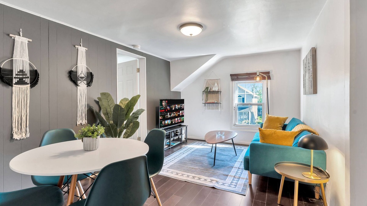 Berkley Apartment | This property offers a colorful and funky modern vibe with updated furniture and decorations