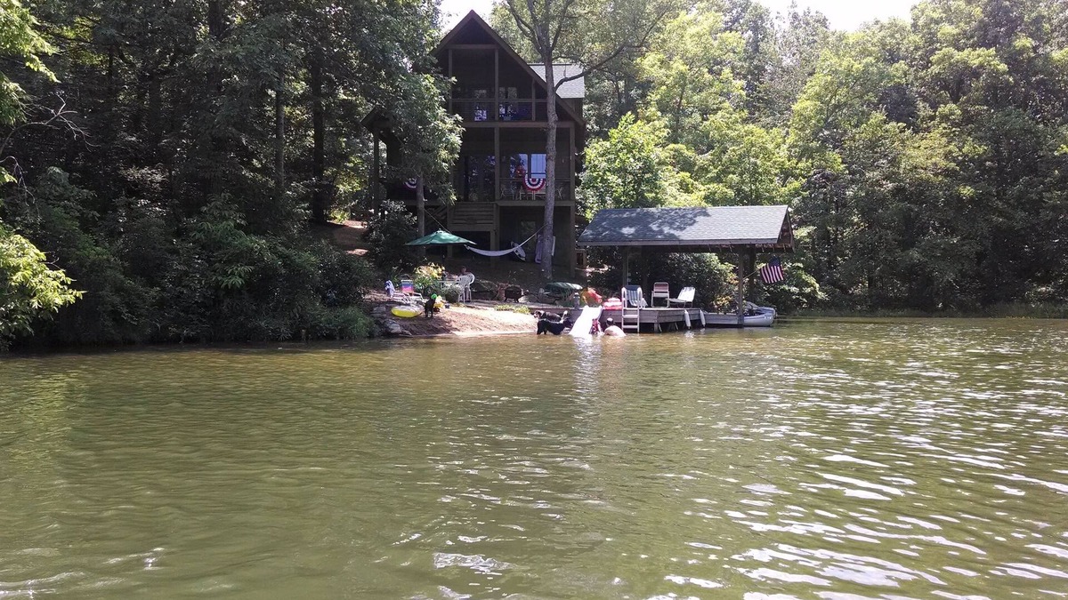 Mountain Rest Cabin | Three bedroom Cabin on Private Mountain Lake that allows fishing and swimming.