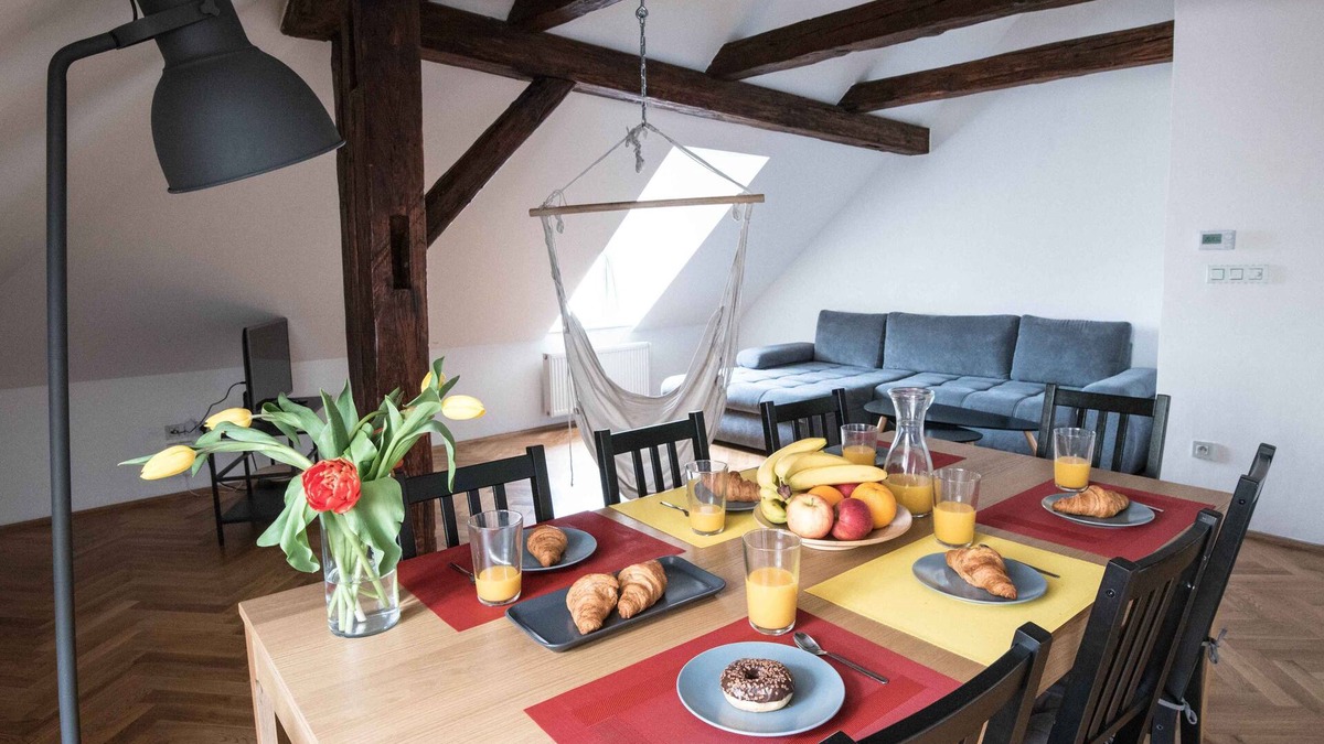 Prague 1 Apartment | Three bedroom duplex apartment with large living room, two bathrooms and kitchen