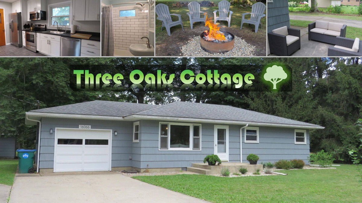 Three Oaks House | Three Oaks Cottage with private fire pit, outdoor seating, & grill!