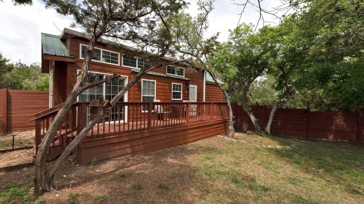 Austin Cabin | Tiny home cabin rentals on gated 2 acres and shared pool! Only 14mi to downtown!