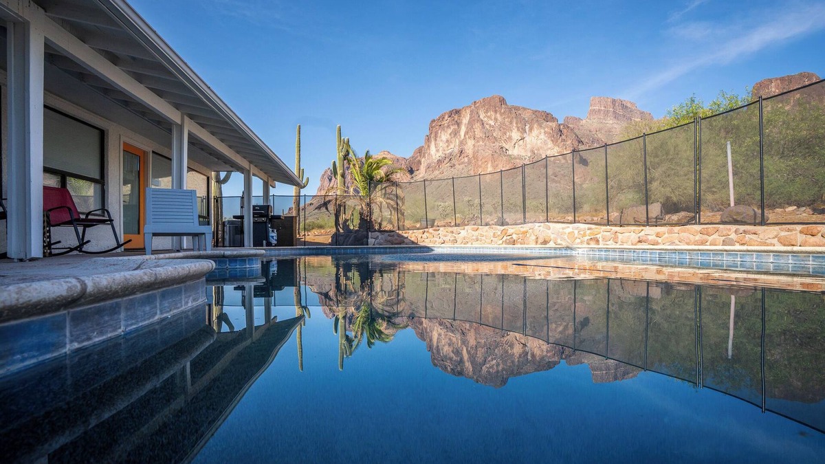 Apache Junction House | tnDesert Oasis, Stunning MTN View w/Sparkling Pool & Hot Tub