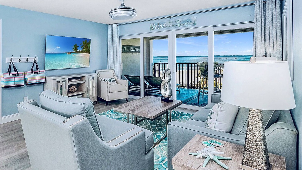 Fort Myers Beach Condo | Top Floor Beachfront & Sunset Views! Renovated! WIFI, Smart TV's + Work Space!