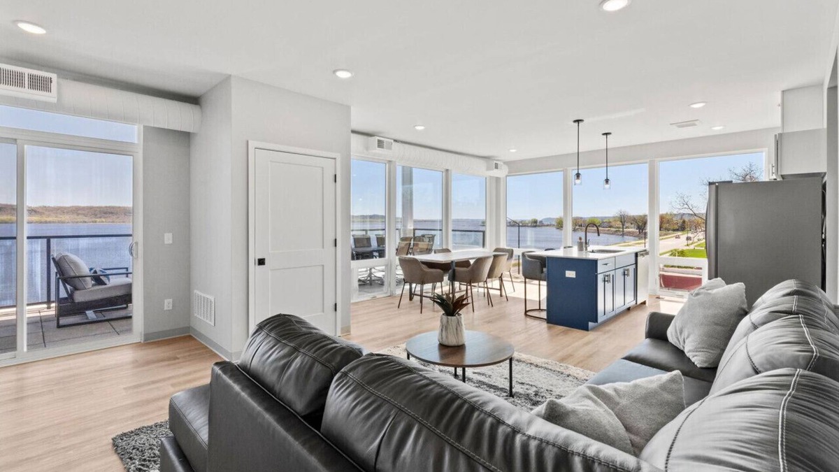 Lake City Condo | Top floor end unit with covered porch overlooking Lake Pepin - Assigned Garage - Unit 305