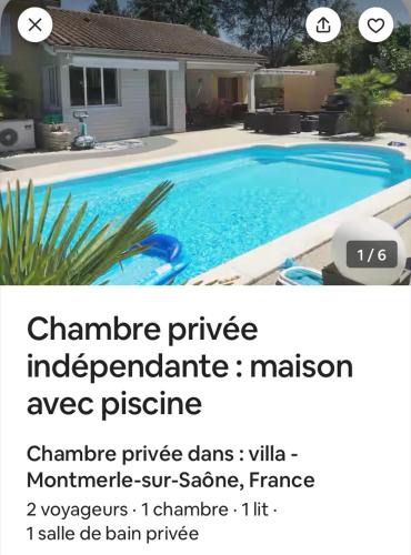 Montmerle-sur-Saone House | Très jolie chambre avec piscine