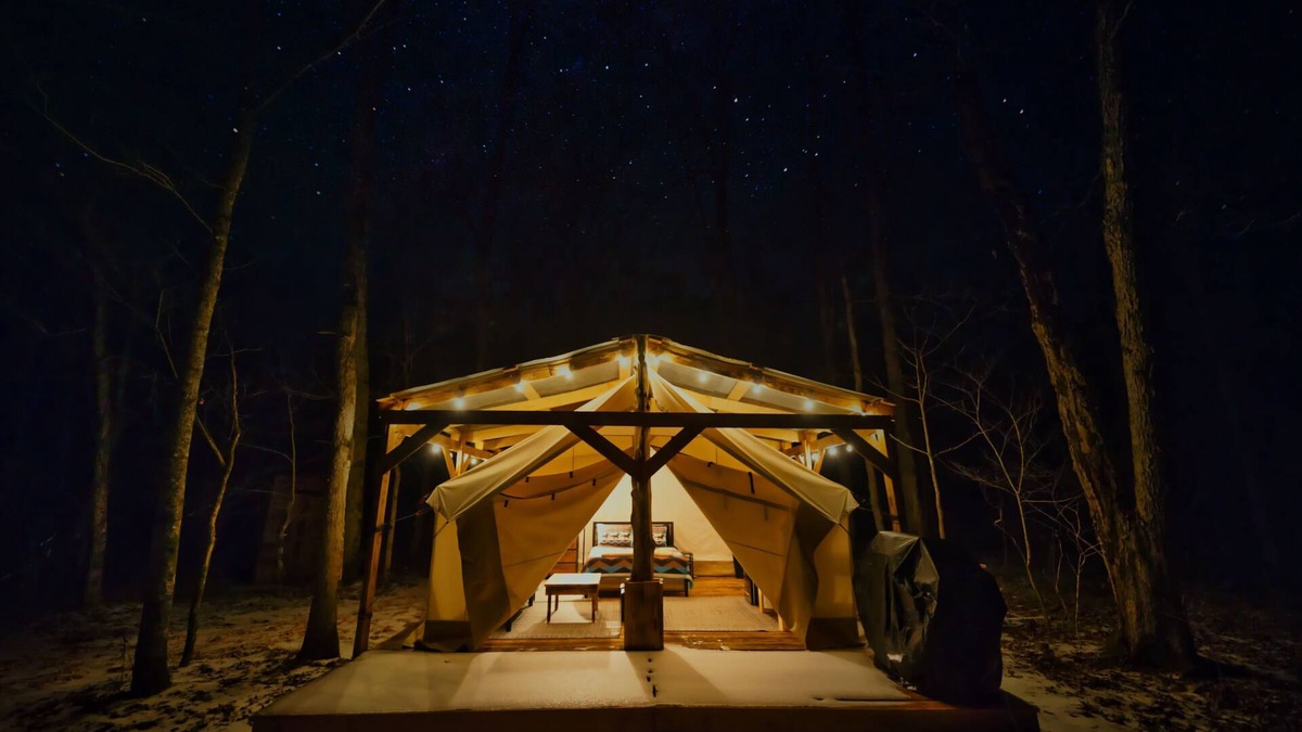 Doniphan Cottage | Tranquil Creekside Glamping Current River Mark Twain Forest Safari Tent