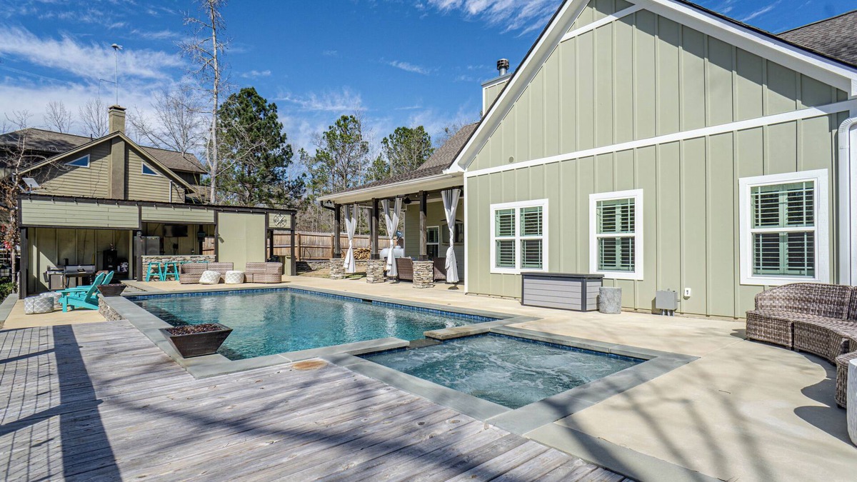 Lee County House | Tranquil Getaway Minutes from Auburn including Pool & backyard Waterfall Oasis