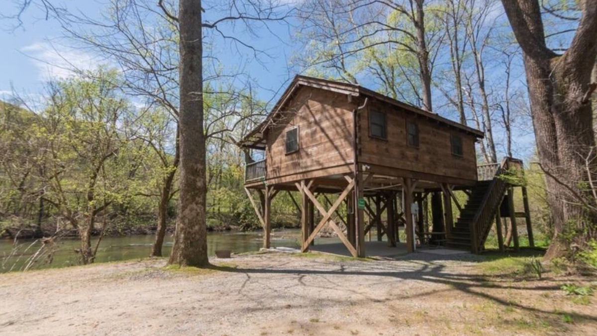 Walland Cabin | Treehouse River front with Mountain View-Wifi/Cable and Hot tub