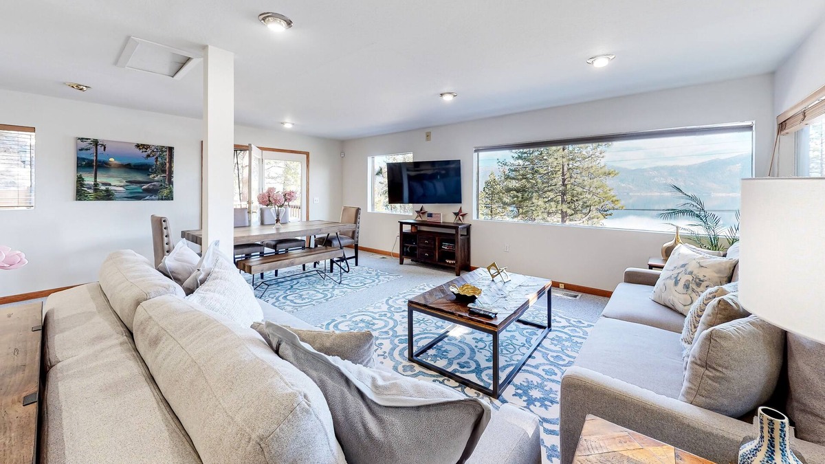 Crystal Bay House | Treetop hideaway with lake-view loft & decks, home office, game room & grill