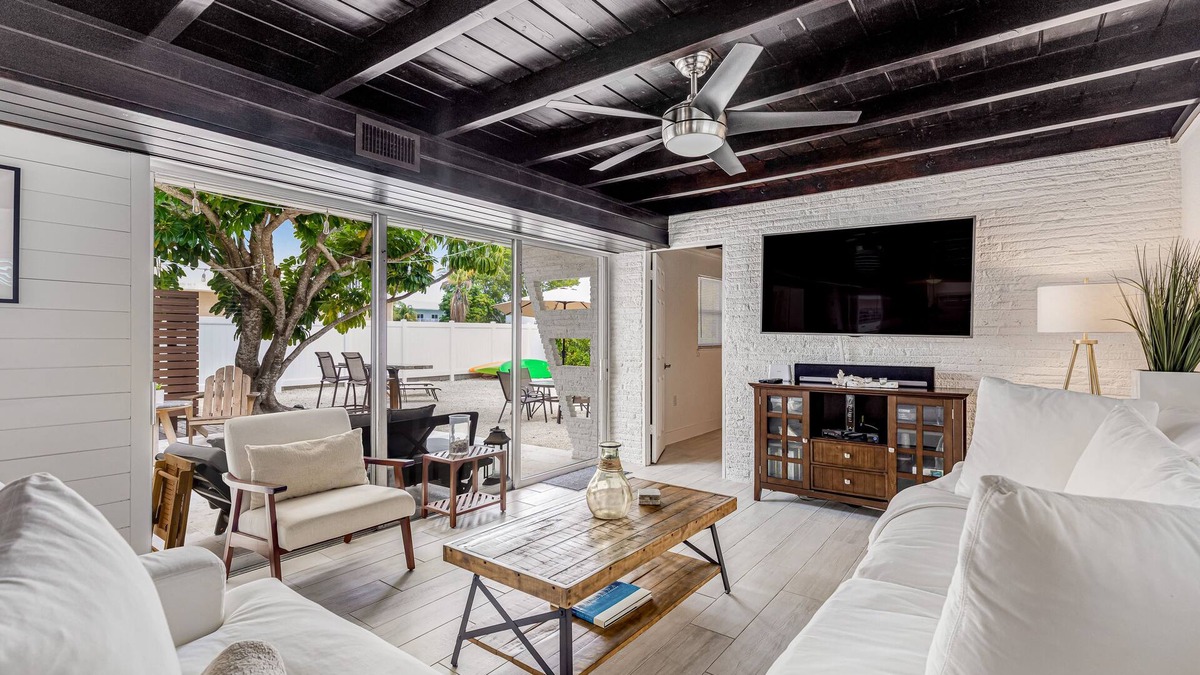 Indian Waterways House | Trendy canal-front home with dock, full kitchen, central AC, & washer/dryer