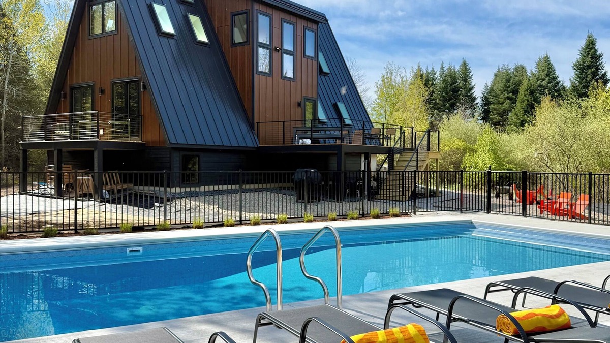 Fennville Cabin | Twin Peaks A-Frame East. Private In-ground Pool. 5 Bed, 2 Bath modern cabin.